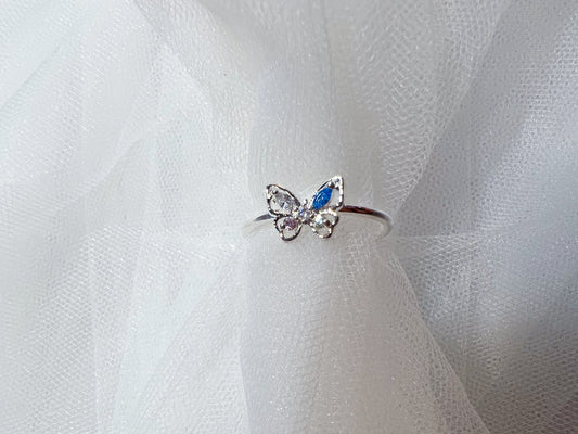 Adjustable colourful butterfly ring
