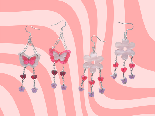 Flower and butterfly dangles